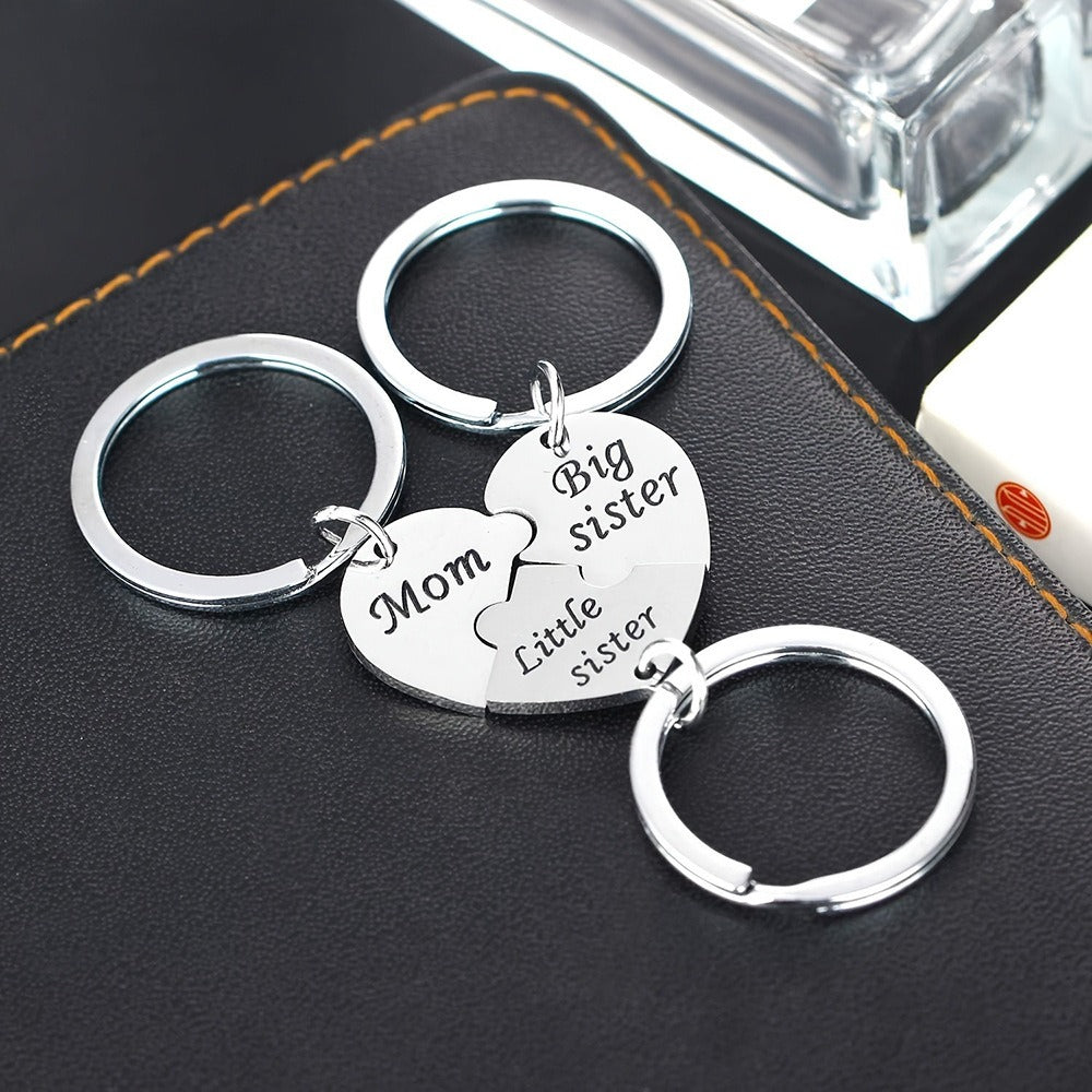 Heart-Shaped Sisterly Keychain Set
