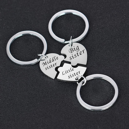 Heart-Shaped Sisterly Keychain Set