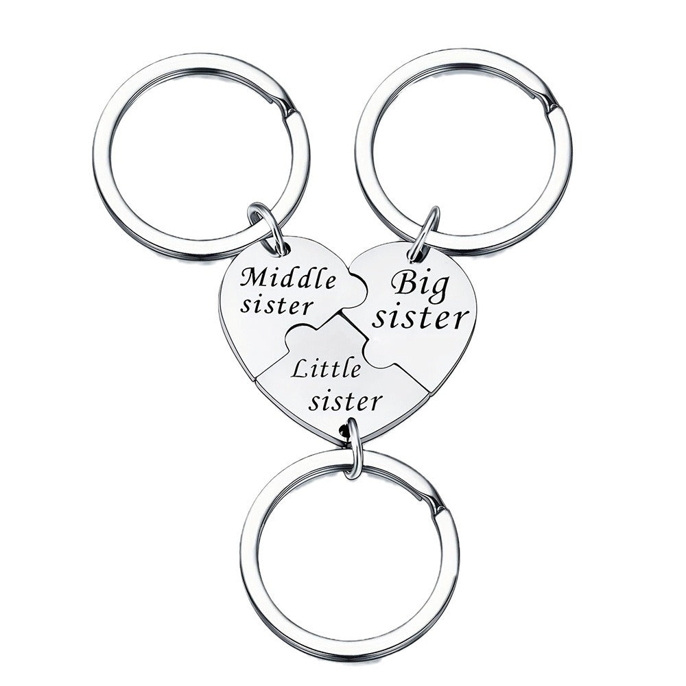 Heart-Shaped Sisterly Keychain Set
