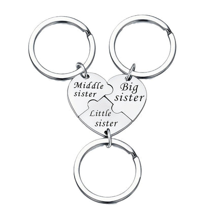 Heart-Shaped Sisterly Keychain Set