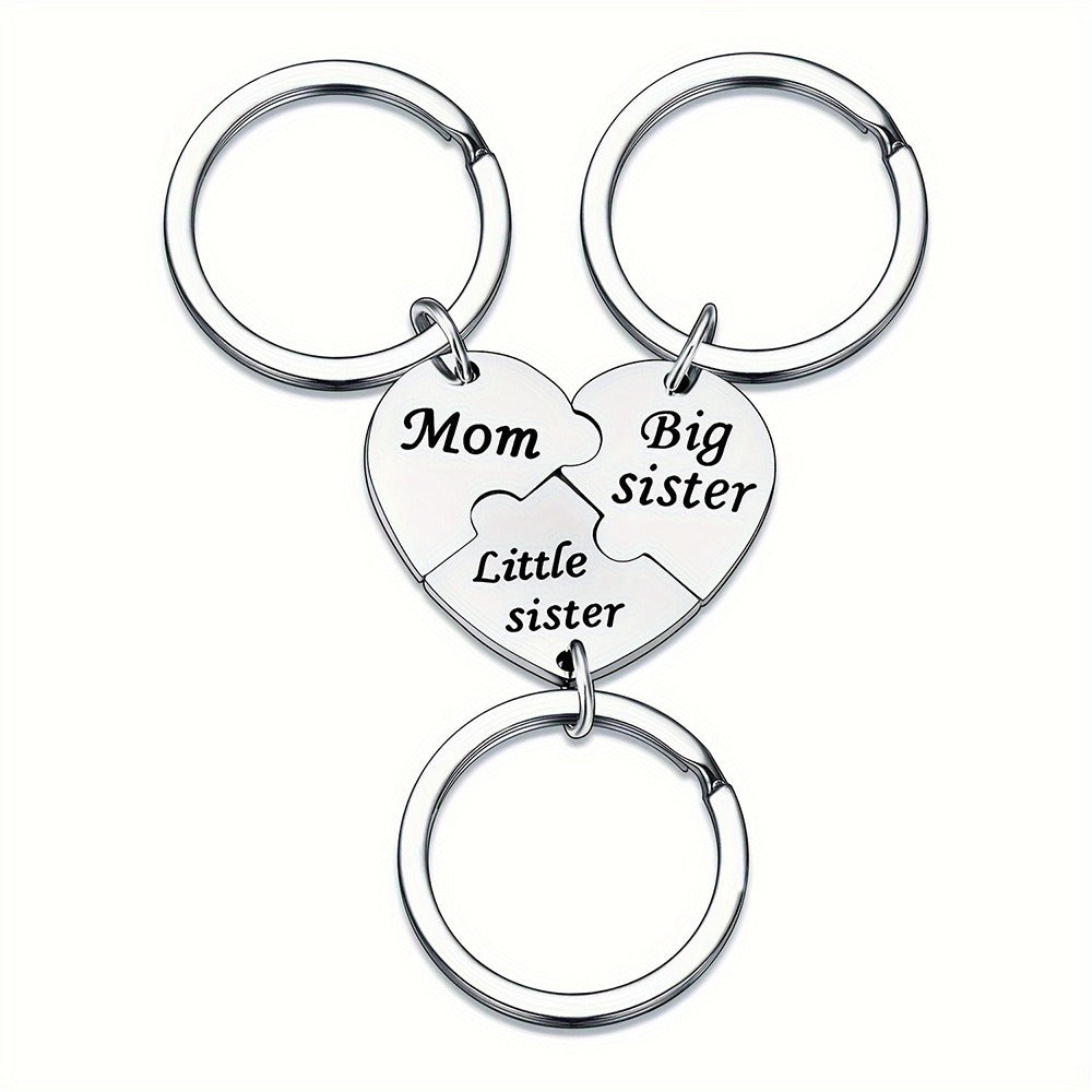Heart-Shaped Sisterly Keychain Set