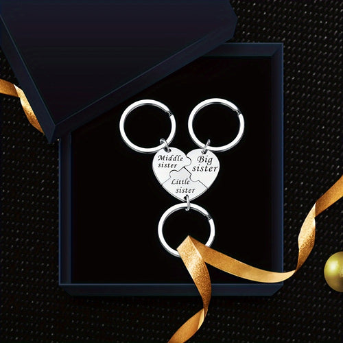 Heart-Shaped Sisterly Keychain Set